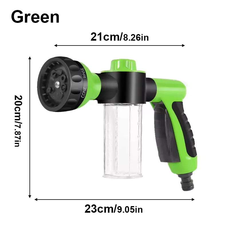 Pistolet d'Arrosage Haute Pression avec Réservoir à Savon Intégré et 8 Modes de Pulvérisation
