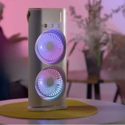 Climatiseur Portable Double Tête avec Brumisateur et Lumière LED