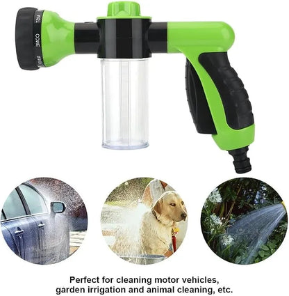 Pistolet d'Arrosage Haute Pression avec Réservoir à Savon Intégré et 8 Modes de Pulvérisation