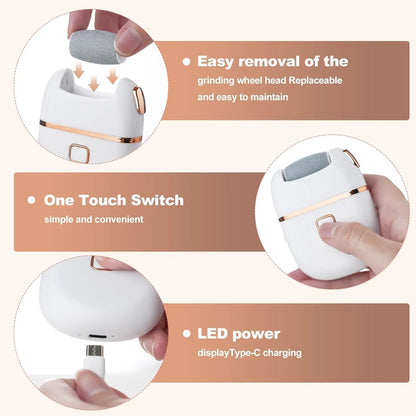 Appareil Électrique Anti-Callosités Rechargeable avec 3 Têtes & 2 Vitesses