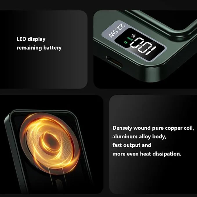 power bank Externe Magnétique 10000mAh avec Charge Rapide 22.5W et Écran LED