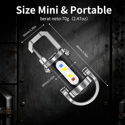 Mini Lampe Porte-Clés Rechargeable avec 7 Modes d'Éclairage et Chargeur de Téléphone