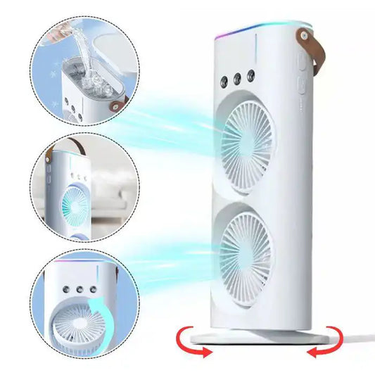Climatiseur Portable Double Tête avec Brumisateur et Lumière LED