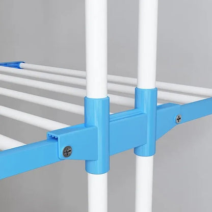 Étendoir à Linge Multi-Niveaux Pliable avec Roulettes et Grande Capacité