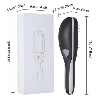 Brosse de Massage Capillaire Électrique avec LED Rouge & Bleue pour le Soin du Cuir Chevelu
