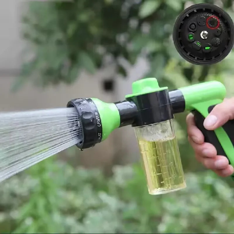 Pistolet d'Arrosage Haute Pression avec Réservoir à Savon Intégré et 8 Modes de Pulvérisation