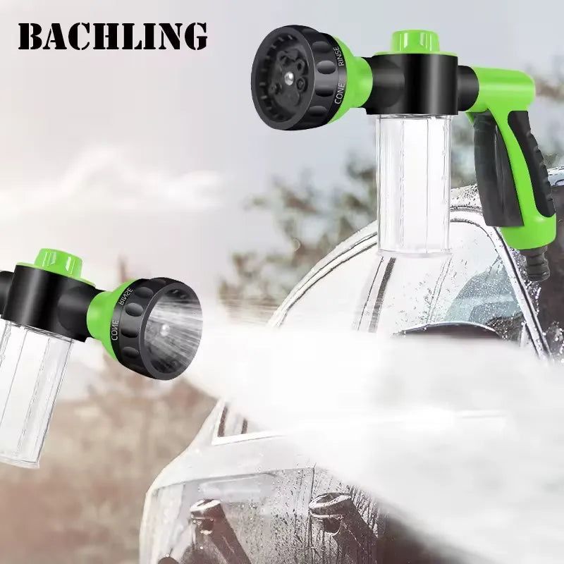 Pistolet d'Arrosage Haute Pression avec Réservoir à Savon Intégré et 8 Modes de Pulvérisation