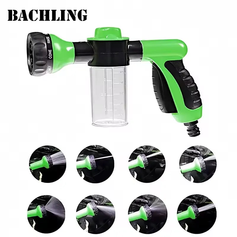 Pistolet d'Arrosage Haute Pression avec Réservoir à Savon Intégré et 8 Modes de Pulvérisation
