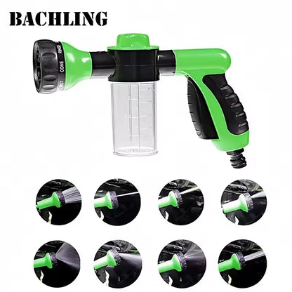 Pistolet d'Arrosage Haute Pression avec Réservoir à Savon Intégré et 8 Modes de Pulvérisation