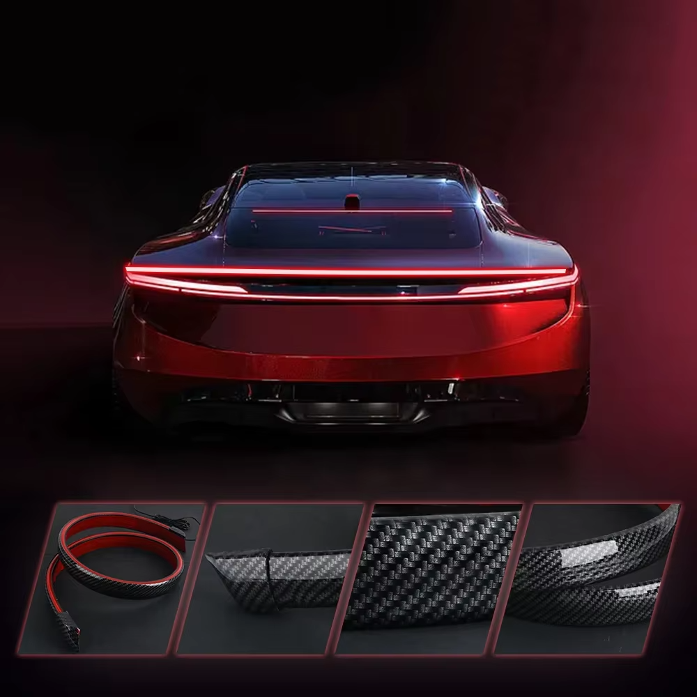 Premium Bande LED Arrière Voiture Style Carbone avec Éclairage
