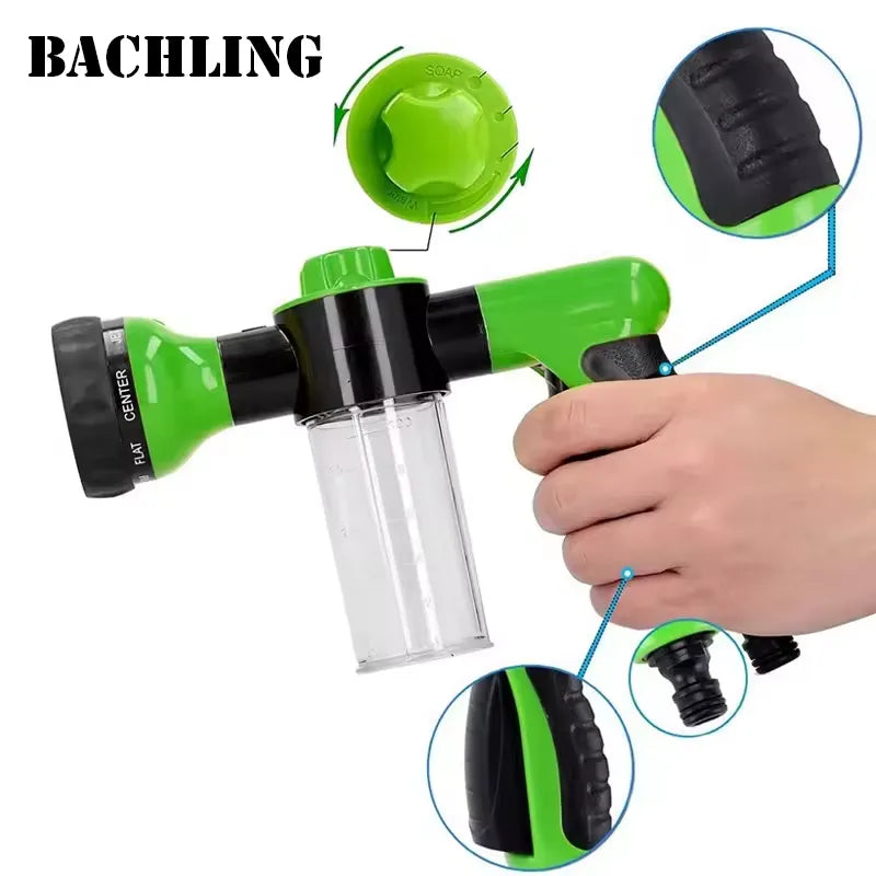 Pistolet d'Arrosage Haute Pression avec Réservoir à Savon Intégré et 8 Modes de Pulvérisation