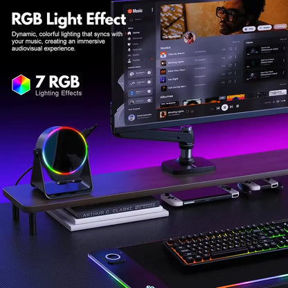 Support Téléphone 360° avec Charge Sans Fil et Speaker Bluetooth et led d’ambience RGB