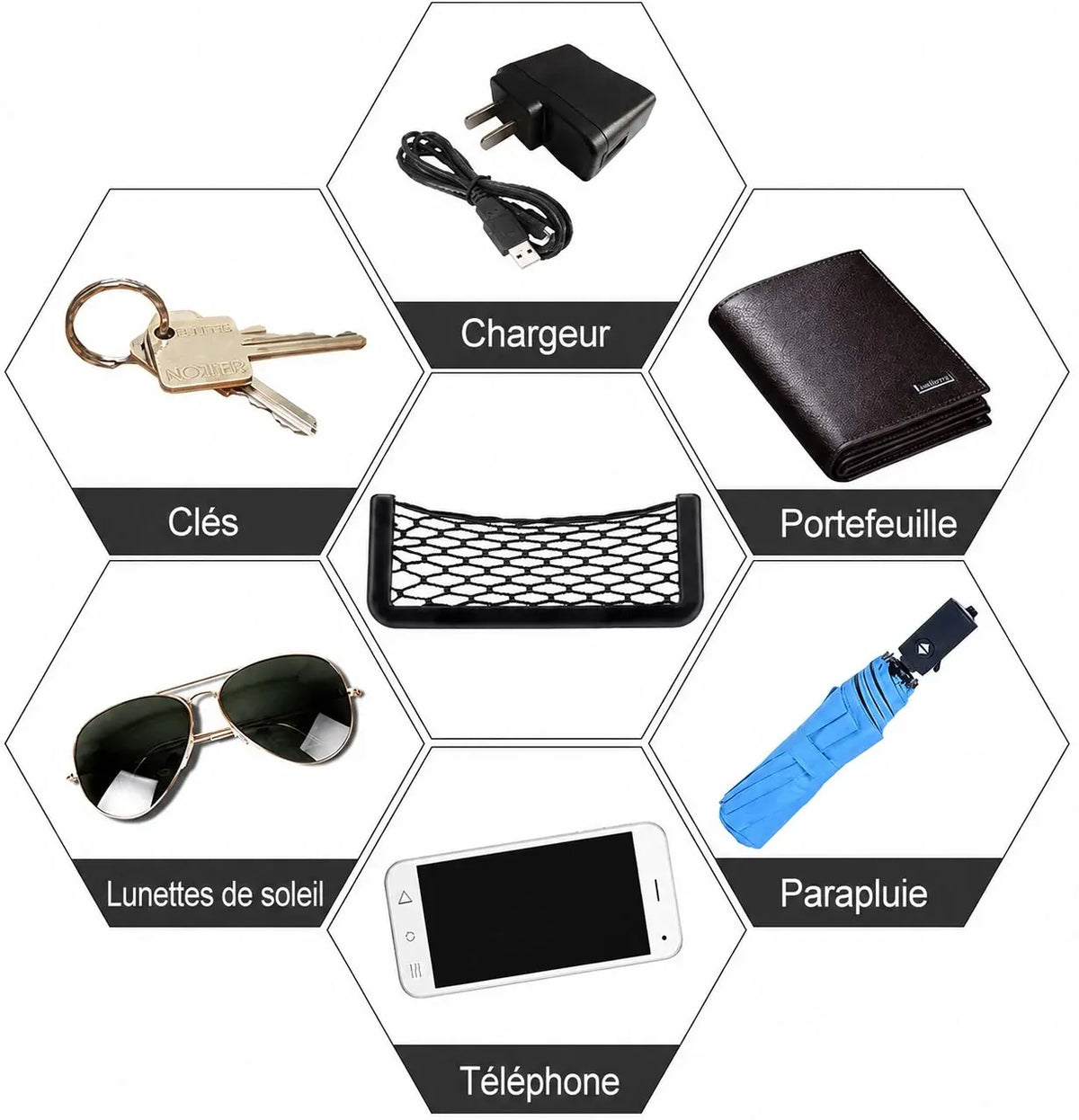 Poche en Filet pour Voiture – Rangement Téléphone et Petits Accessoires