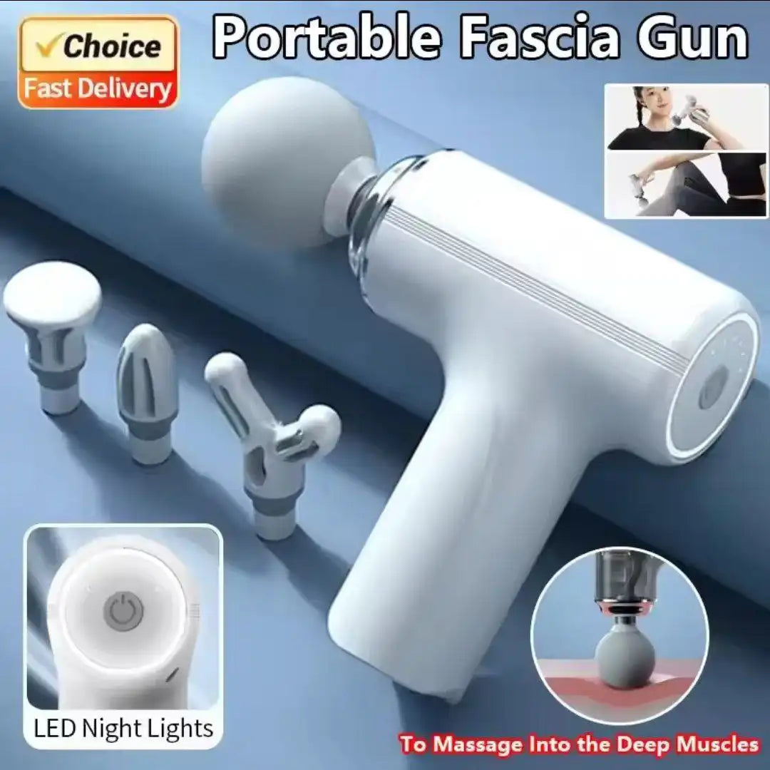 Pistolet de Massage Portable avec 4 Têtes et Recharge USB