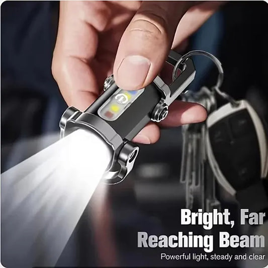 Mini Lampe Porte-Clés Rechargeable avec 7 Modes d'Éclairage et Chargeur de Téléphone