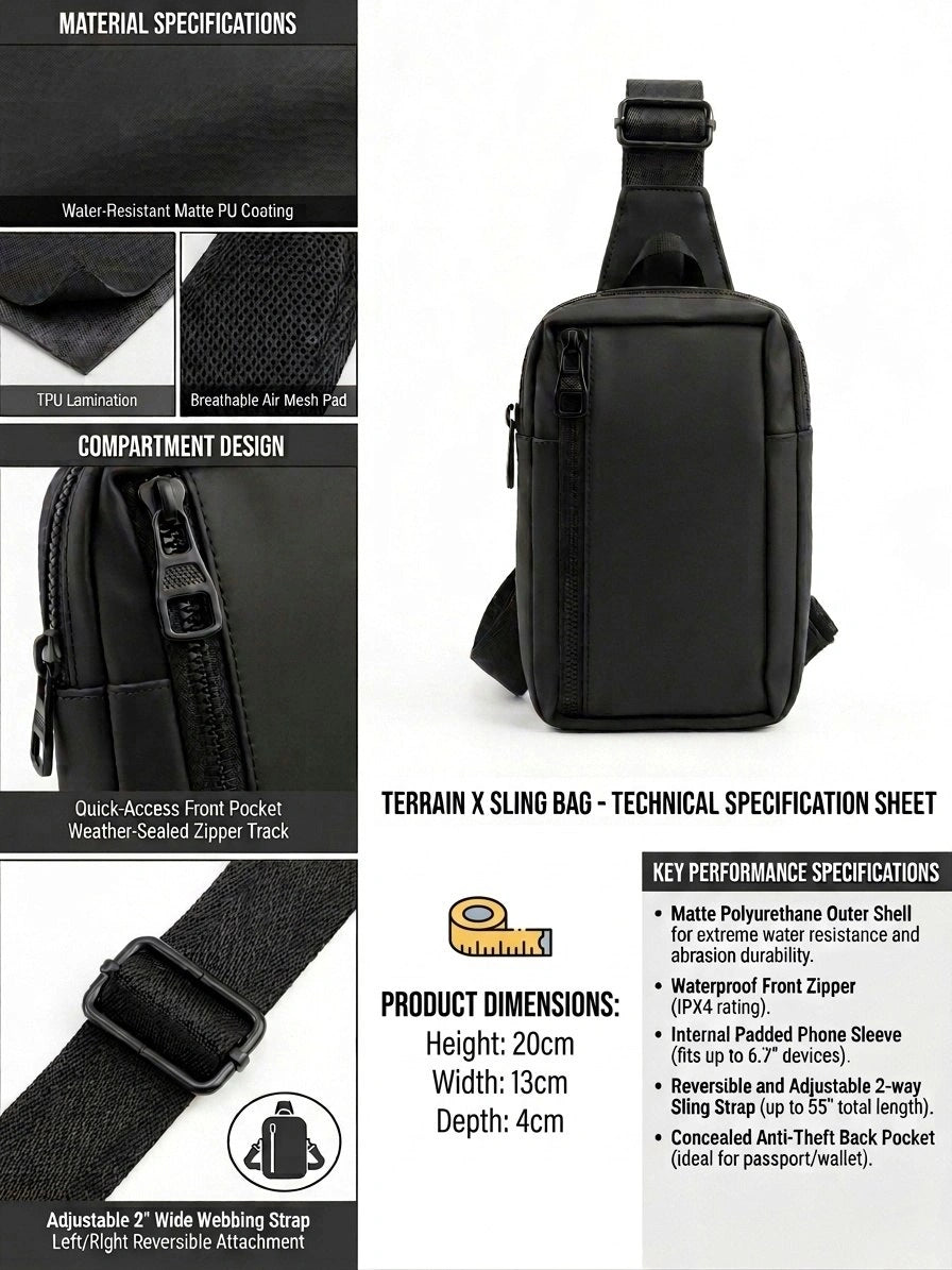 Mini Sac Bandoulière cuir Imperméable pour Homme et Femme